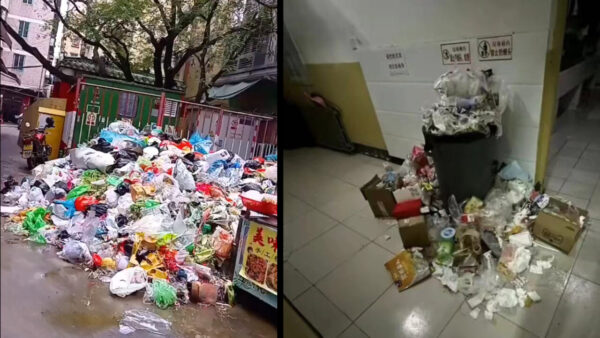 清掃員のストライキで、街中に「ゴミの山」が続出　地方政府の深刻な財政難＝中国 広東