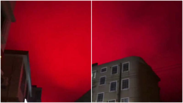 【動画あり】「血の色」の中国の夜空、曰く「王朝の終焉」
