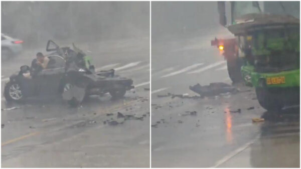 奇跡の生還　前後から押し潰された車　「無傷の運転手」【動画あり】