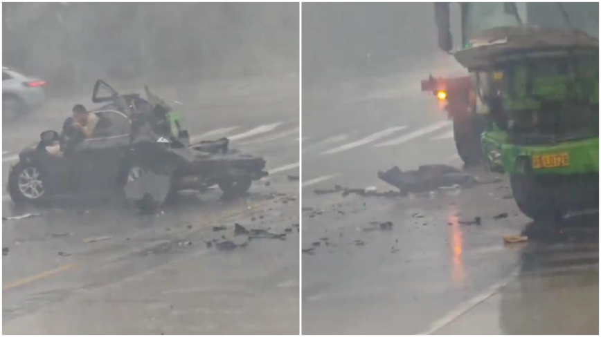 奇跡の生還　前後から押し潰された車　「無傷の運転手」【動画あり】