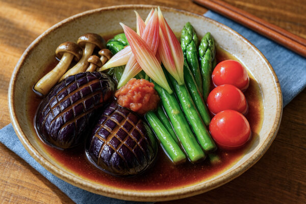 初秋の五行食養生：茗荷と彩り野菜の焼き浸し