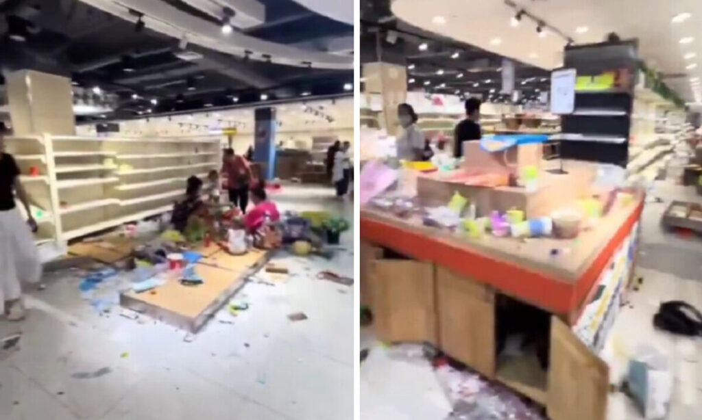 中国で「倒産」の噂、スーパーマーケットに買い物客殺到、一部「略奪」行為