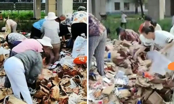 事故現場で「火事場泥棒」　横転したトラックから冷凍肉10トンが略奪される　中国【動画あり】