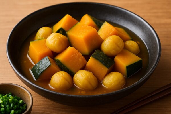 栗とかぼちゃの煮物：腎を温め、体の根本を養う